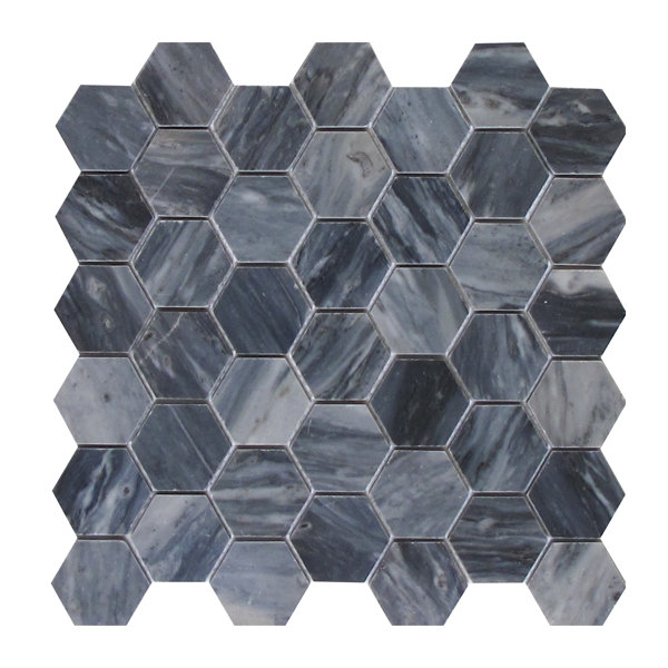 Seven Seas Collection Bardiglio 2" x 2" Marble Mosaic Wall